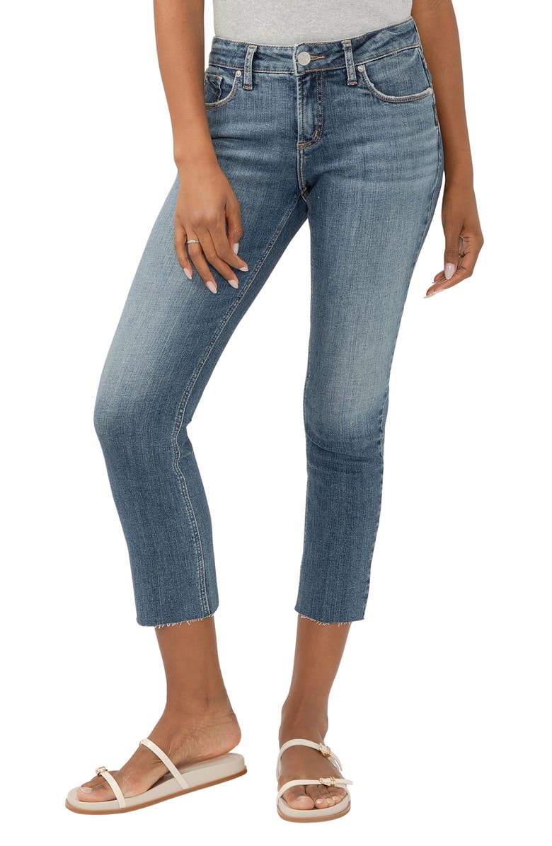 Silver Jeans Co. Elyse Raw Hem Capri Jeans, Main, color, Serenade