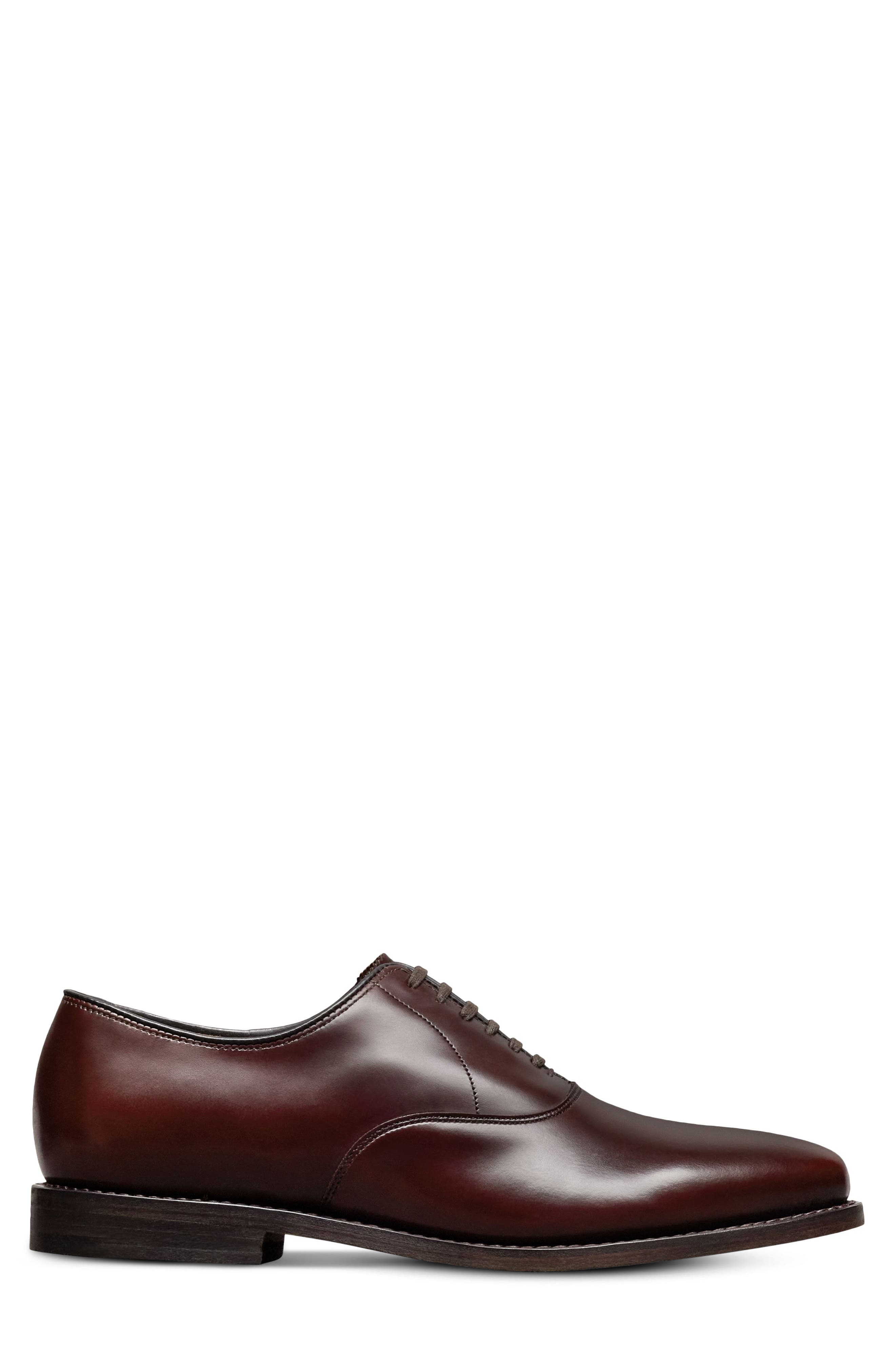 Carlyle Plain Toe Leather Oxford, Alternate, color, BURGUNDY