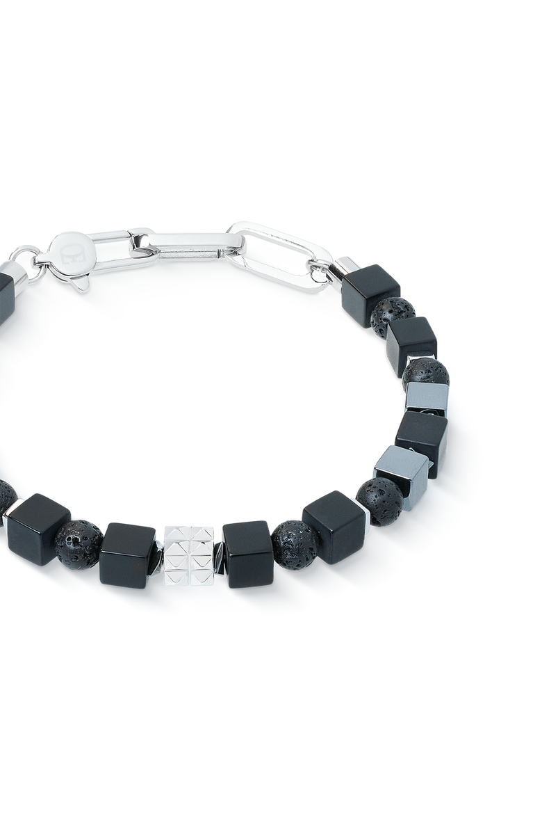 Bracelet Spikes Shape Mix Black-Silver, Alternate, color, Black