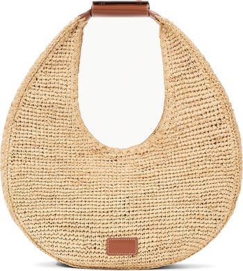 Large Raffia Moon Shoulder Bag