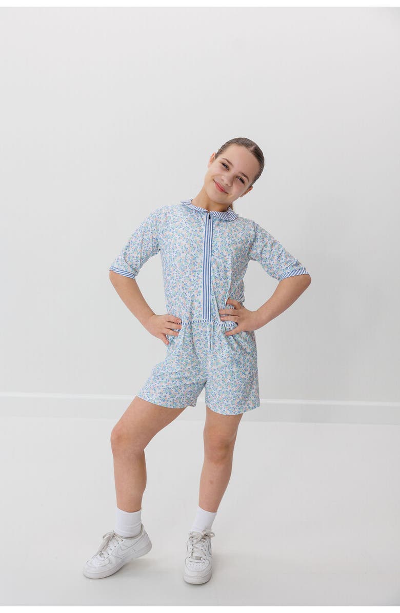 Courtside Kids Girls Floral Seersucker Romper, Alternate, color, Floral/Seersucker