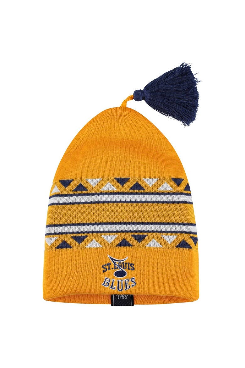 Men's adidas Gold St. Louis Blues Reverse Retro Knit Beanie with Tassel, Main, color, Gold