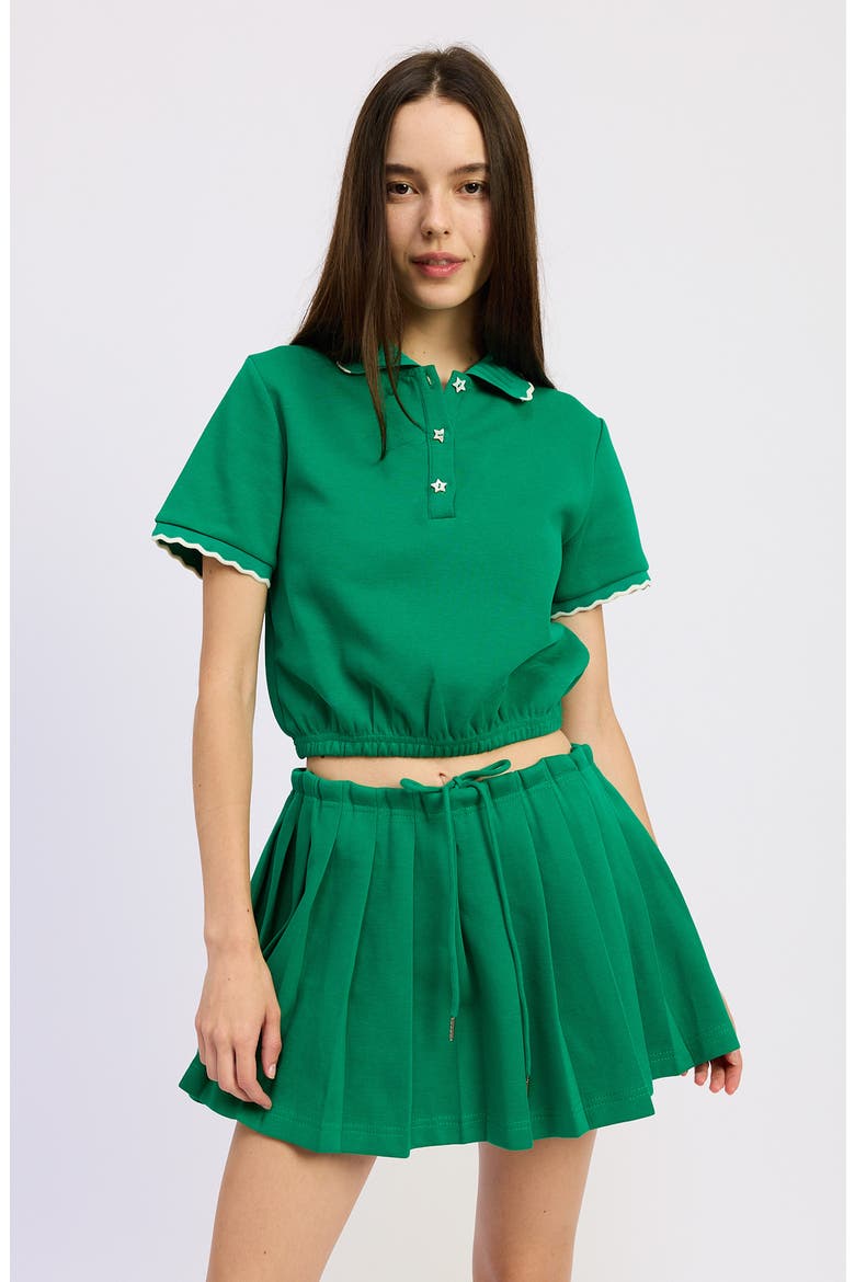 Sonnet Crop Cotton Blend Polo, Alternate, color, GREEN