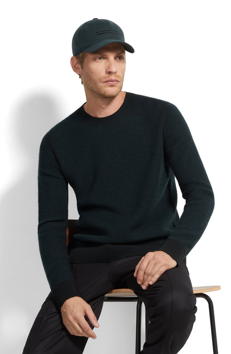 ZEGNA Oasi Cashmere Crewneck Sweater, Alternate, color, Dark Green