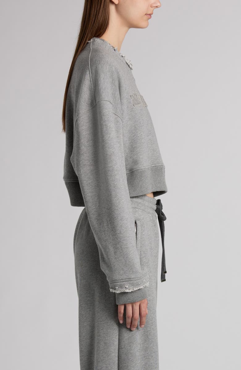 McQueen Distressed Crop French Terry Logo Sweatshirt, Alternate, color, 