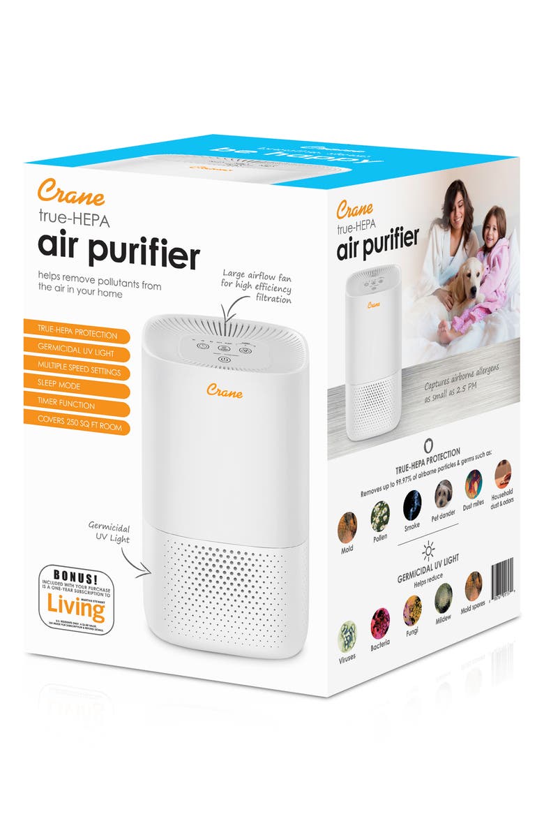 Crane Air True HEPA Air Purifier, Alternate, color, White