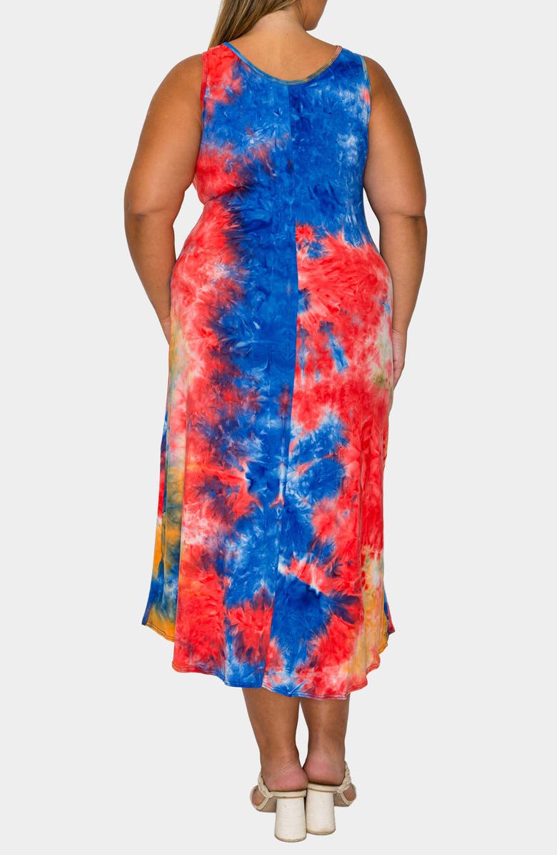 L I V D Zola Tie Dye Tank Dress, Alternate, color, Red Orange Royal