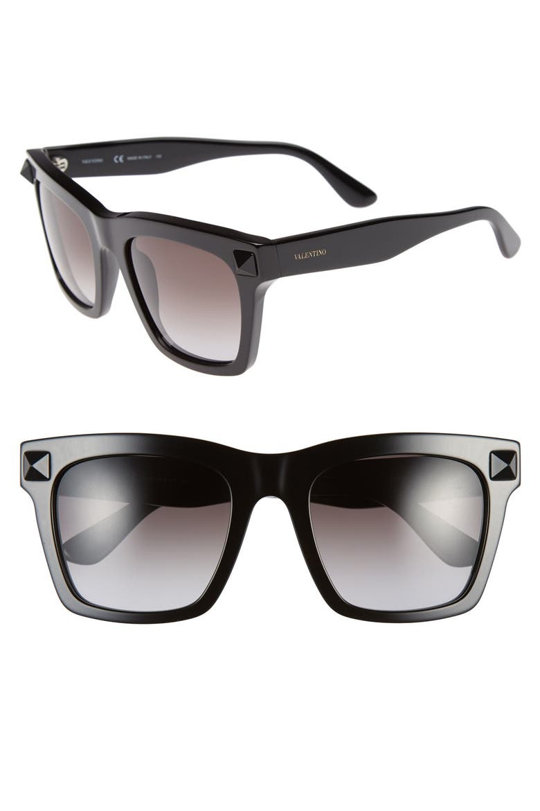 'Rockstud' 54mm Sunglasses, Main, color, BLACK