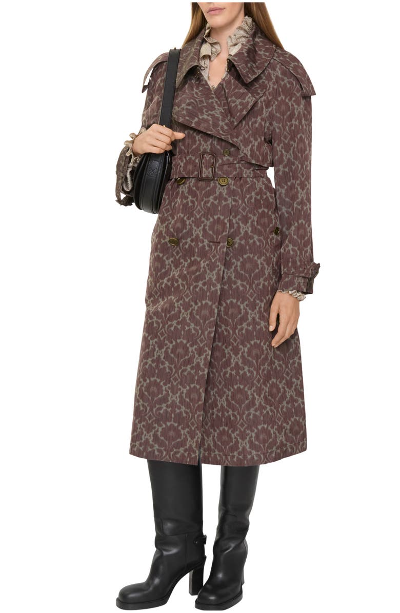 Burberry Long Baroque Viscose Blend Fitzrovia Trench Coat, Main, color, Duchess Red