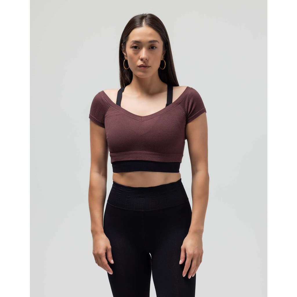 Reformer Ribbed Cap Sleeve Crop Top In Brown