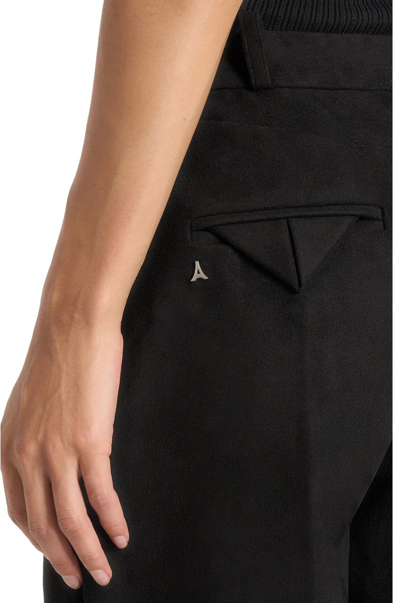 Manière De Voir Solene Suede Wide Leg Pleated Trousers, Alternate, color, Black