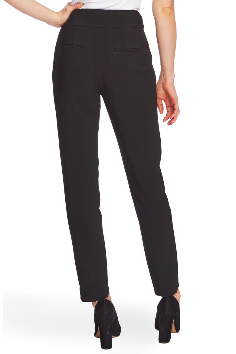 Pintuck Stretch Crepe Skinny Pants, Alternate, color, RICH BLACK