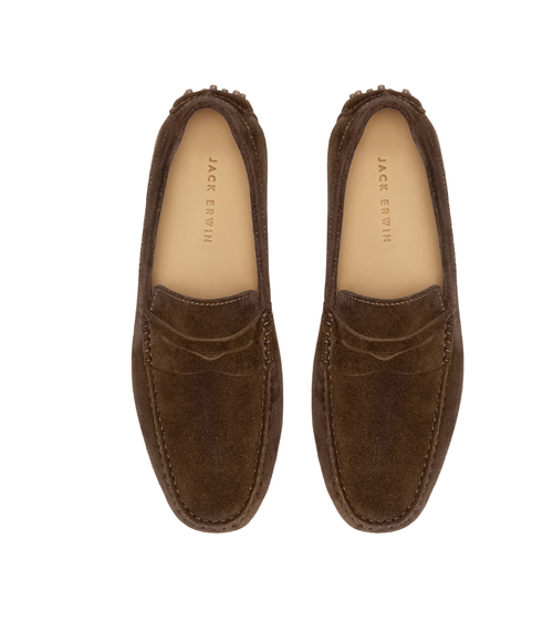 Jack Erwin Parker Suede Casual Driving Loafer In Brown