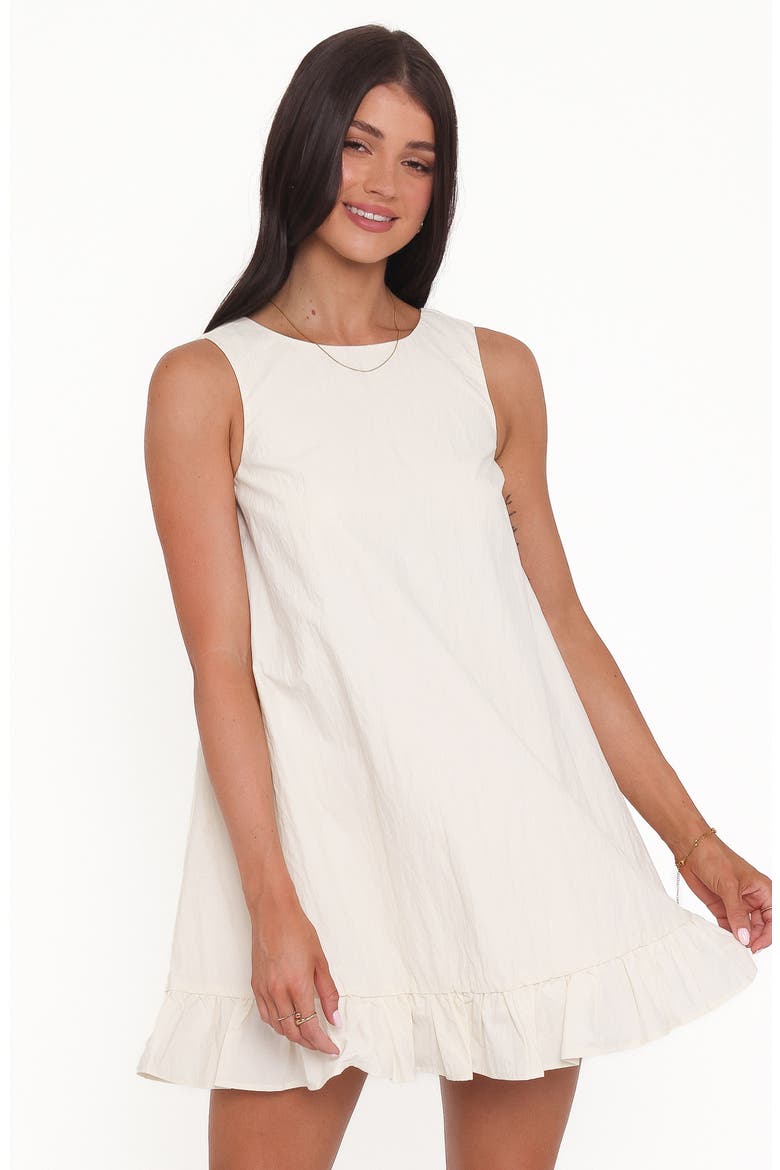 Zena Ruffle Hem Cotton Trapeze Minidress, Alternate, color, CREAM