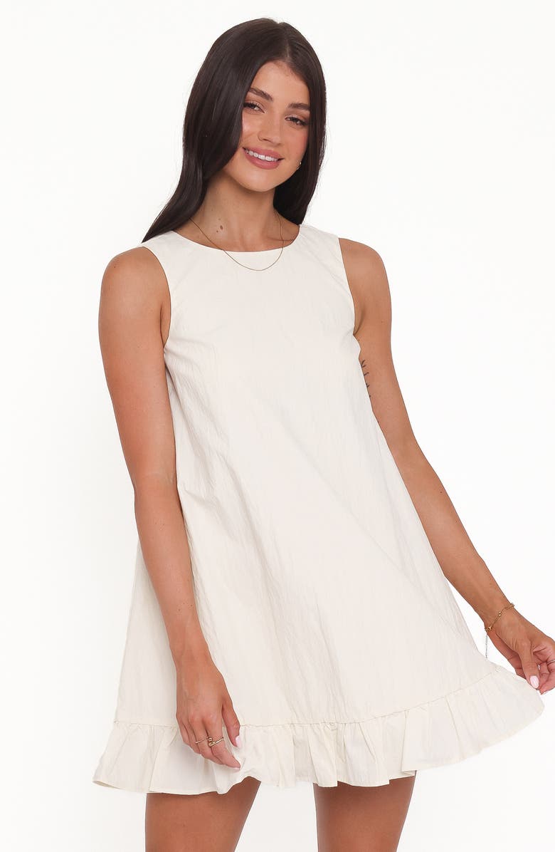 Petal & Pup Zena Ruffle Hem Cotton Trapeze Minidress, Alternate, color, Cream