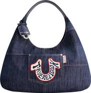 USPA ACCESSORIES Retro Logo Denim Hobo Bag