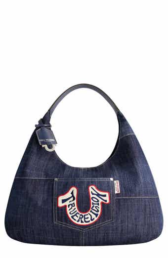 USPA ACCESSORIES Retro Logo Denim Hobo Bag