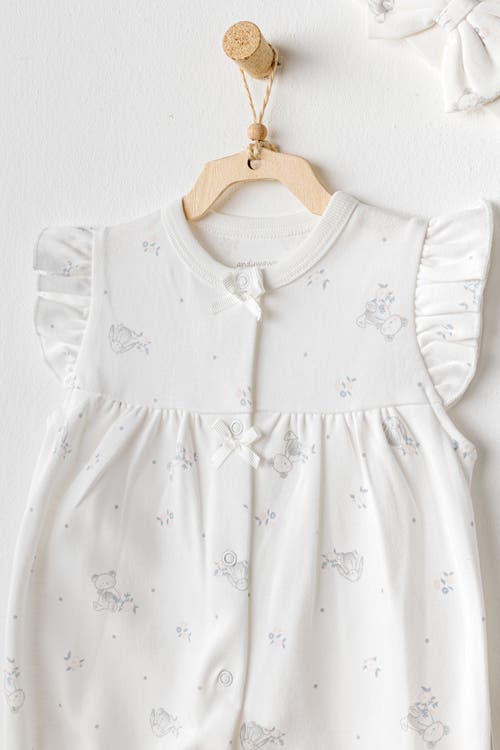 Andy Wawa Cuddly Romper Ruffle Band Set In Ecru
