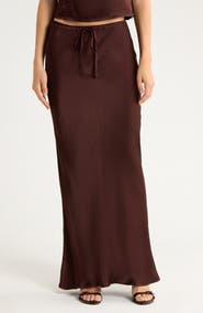 WAYF Drawstring Satin Skirt