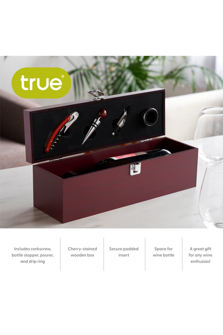 Cherry 1-Bottle Accessory Gift Set, Alternate, color, Wood