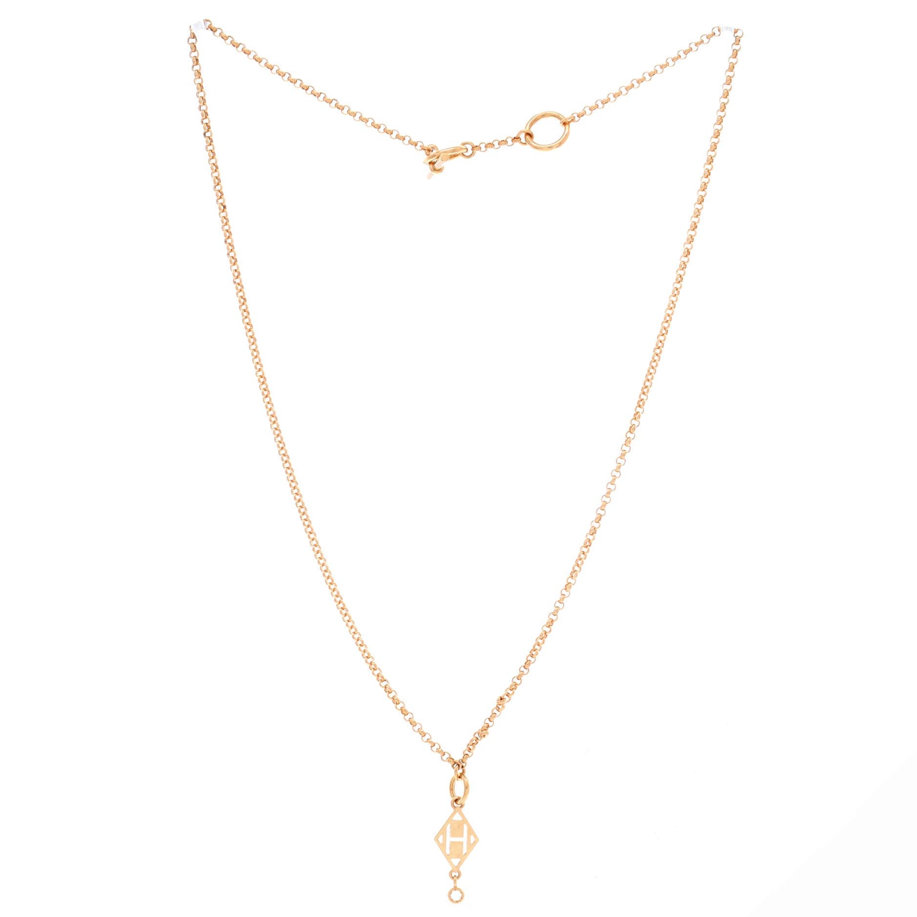 Gambade H Pendant Necklace 18K Rose Gold with Diamond, Alternate, color, Rose Gold