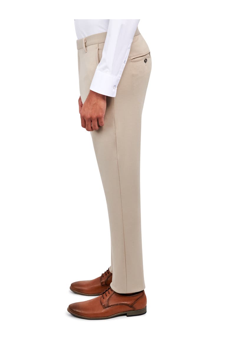 Slim Fit Straight Leg Performance Knit Dress Pants, Alternate, color, TAN