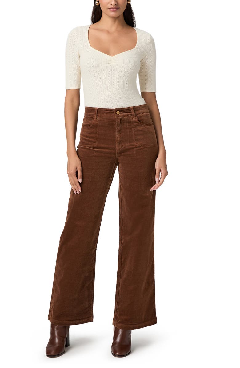 PAIGE Anessa High Waist Corduroy Wide Leg Pants, Alternate, color, Maple Brown