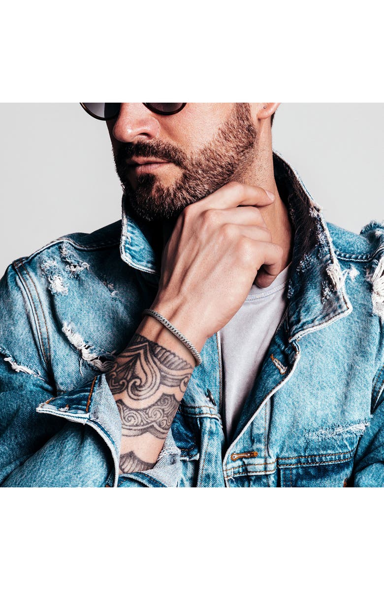 DELMAR Men's Double Curb Link Bracelet, Alternate, color, Silver