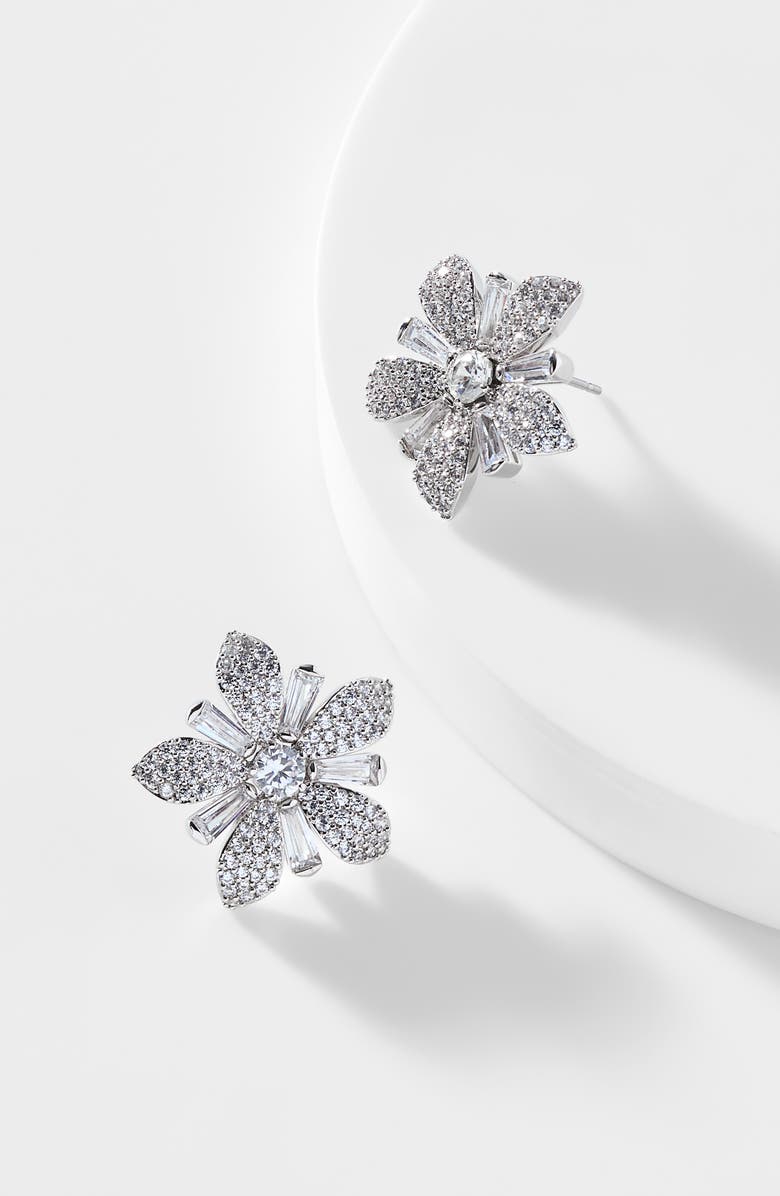 Nadri Freya Pavé XL Flower Stud Earrings, Alternate, color, 
