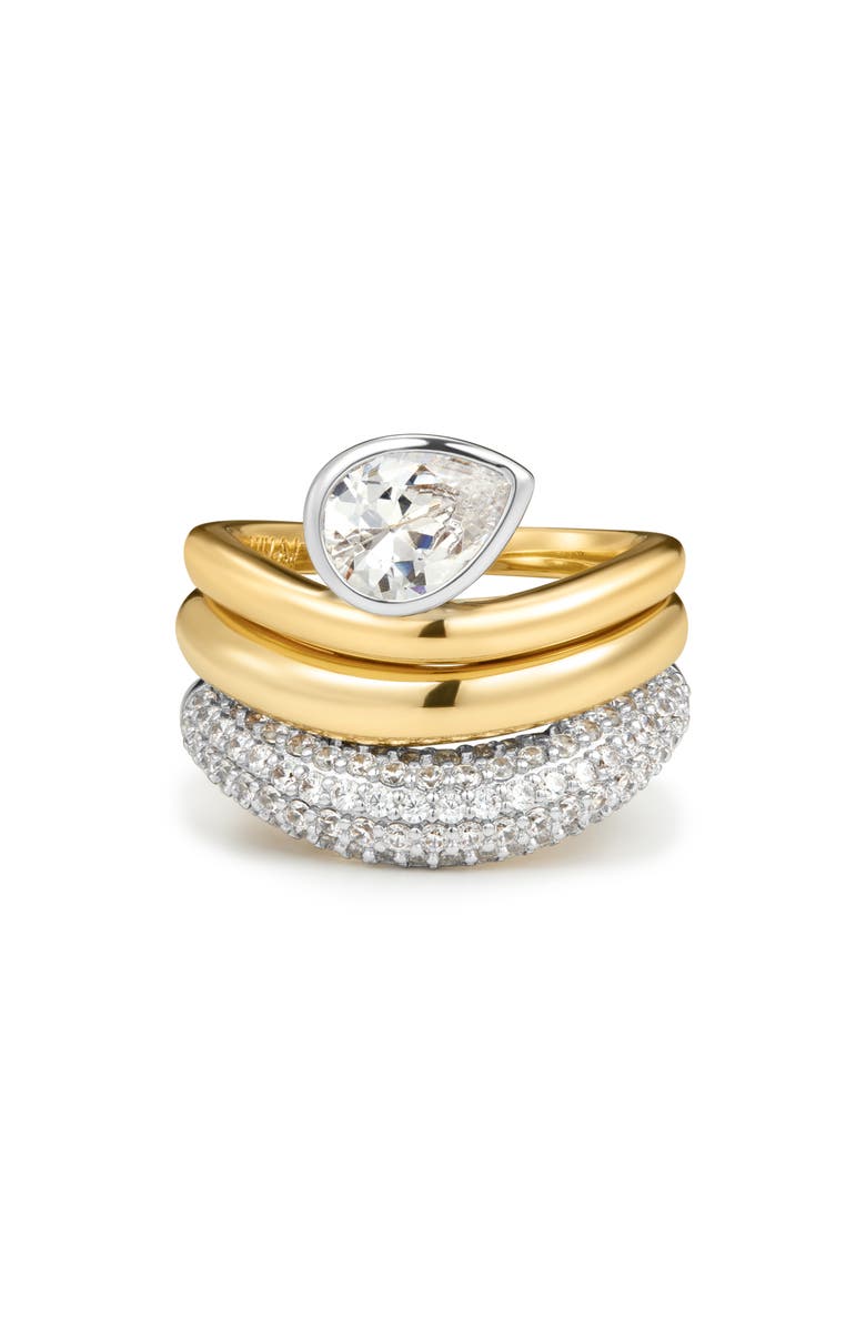Luv AJ The Marais Set of 3 Wave Rings, Main, color, Gold