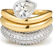 Luv AJ The Marais Set of 3 Wave Rings