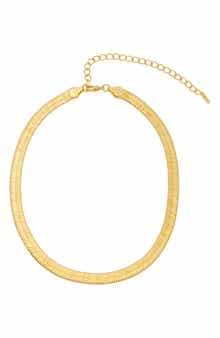 14k Gold Plate 7mm Herringbone Chain Necklace