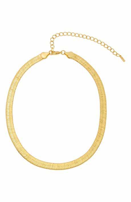 14k Gold Plate 7mm Herringbone Chain Necklace