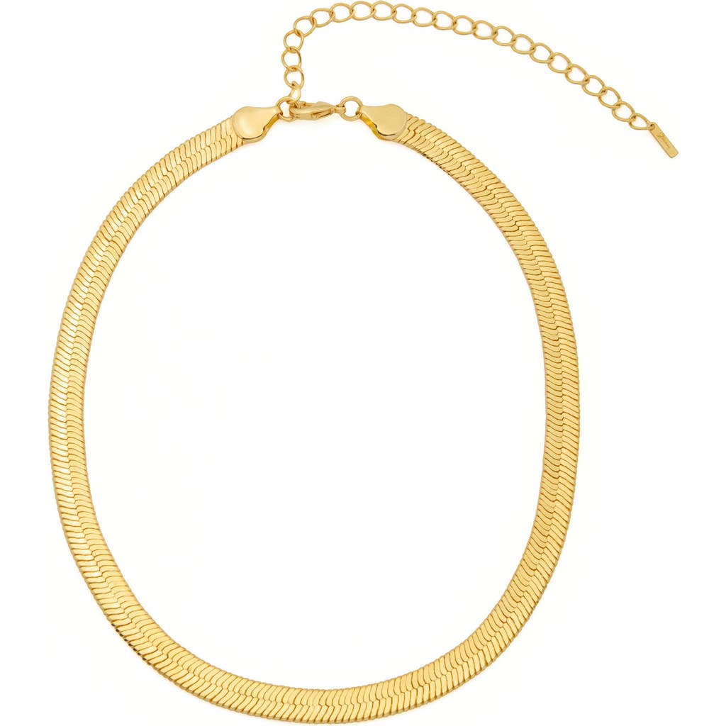 St. Moran 14k Gold Plate 7mm Herringbone Chain Necklace
