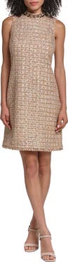 KARL LAGERFELD PARIS Metallic Tweed Sheath Minidress