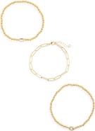 NORDSTROM RACK Demi-Fine 3-Pack Assorted Chain Bracelets
