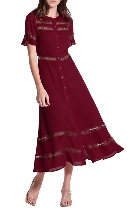 Lace Inset Midi Dress
