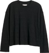 Treasure & Bond Pointelle Cotton Crewneck Knit Top