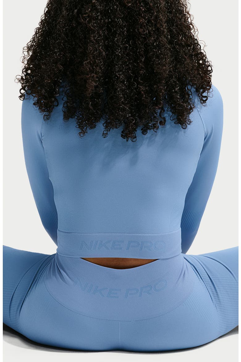 Pro Seamless Mock Neck Full Zip Top, Alternate, color, WORK BLUE