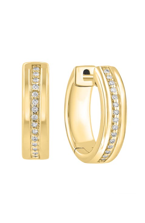 925 Gold Plated Silver Pavé Diamond Huggie Hoop Earrings