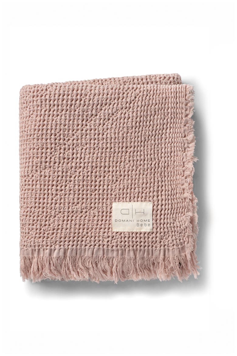 Waffle Muslin Baby Blanket, Main, color, BLUSH