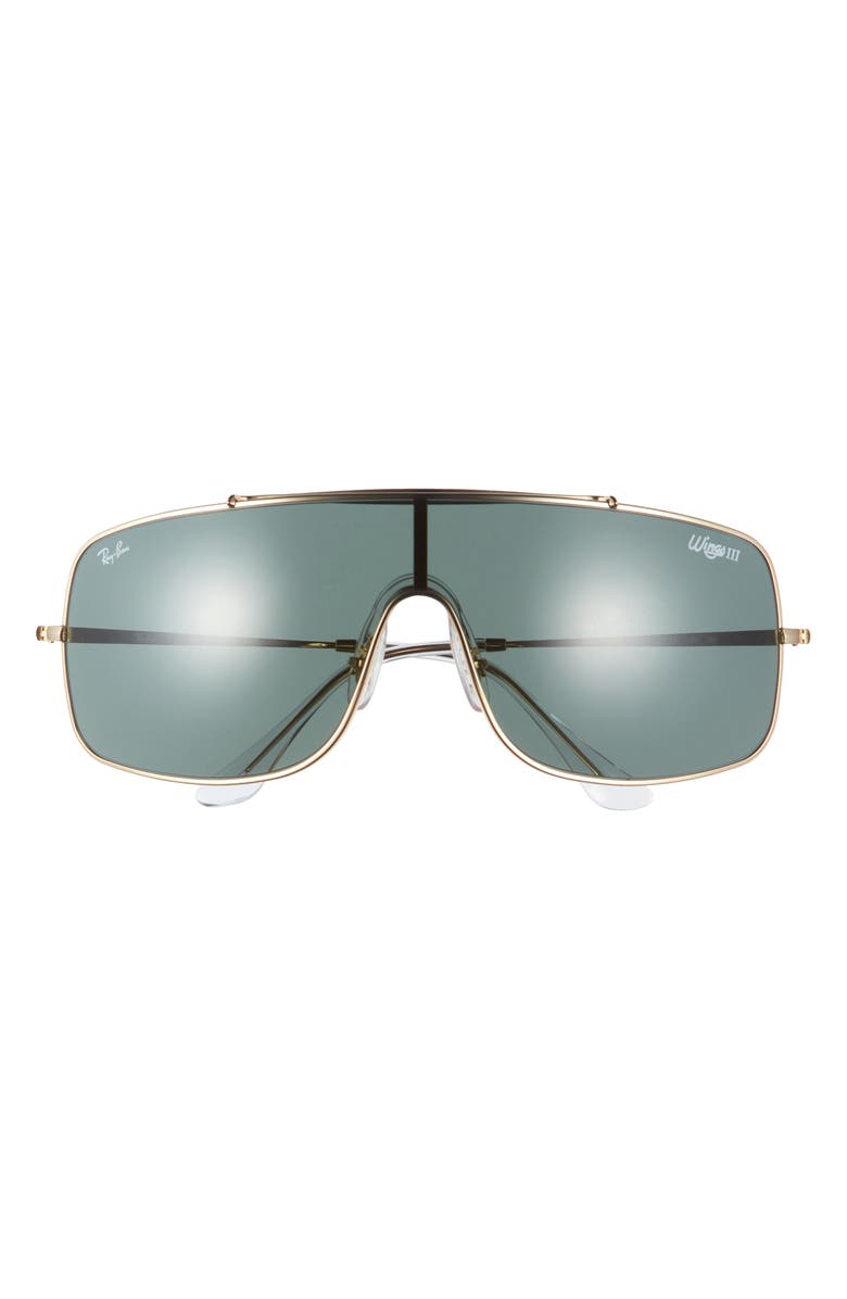Ray-Ban Wings III 36mm Square Wrap Shield Sunglasses, Main, color, Gold Flash