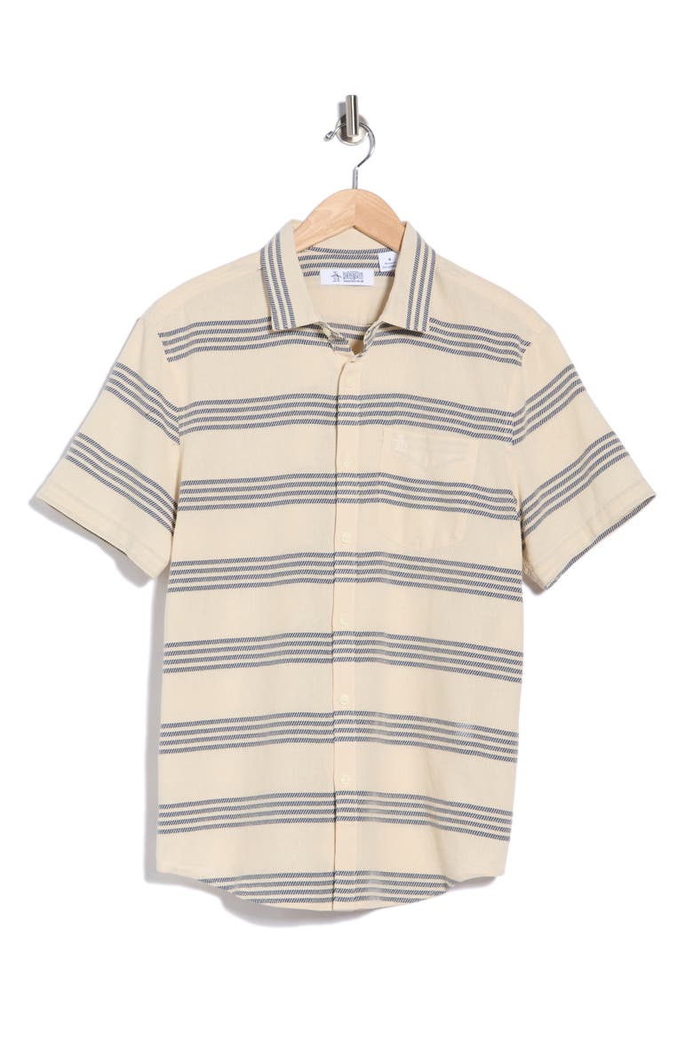 Short Sleeved Dobby Stripe Shirt, Alternate, color, BIRCH