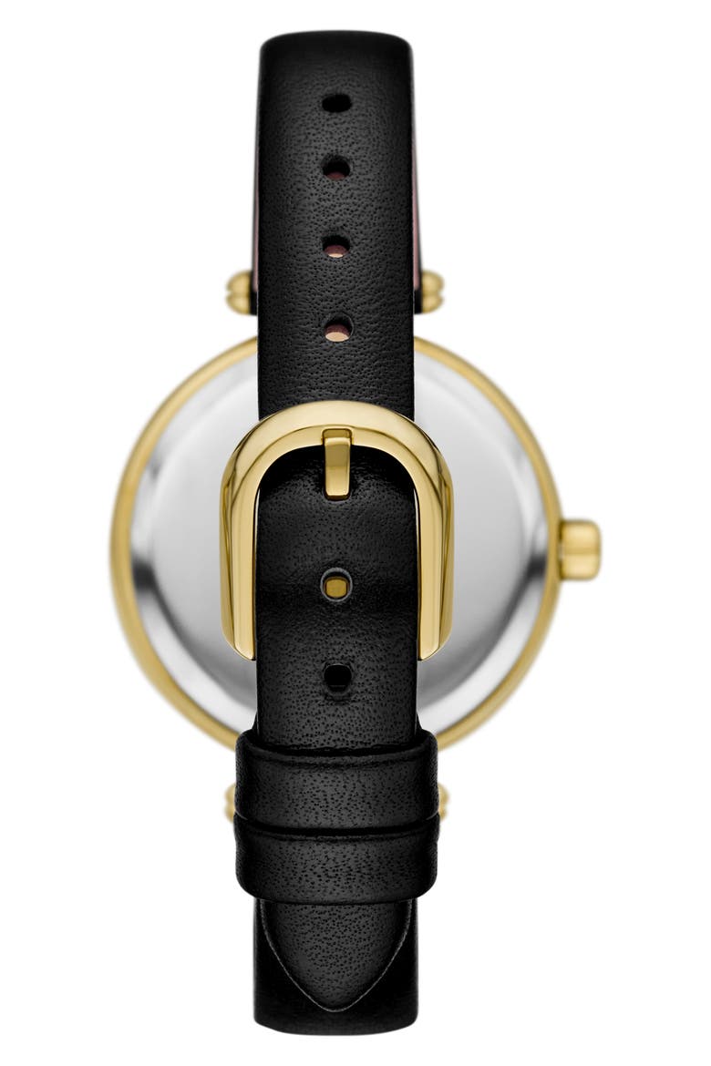 gracie leather strap watch, 32mm, Alternate, color, GOLD