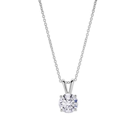 Lucent 14K Gold Round Lab Grown Diamond Pendant - 1 Ct