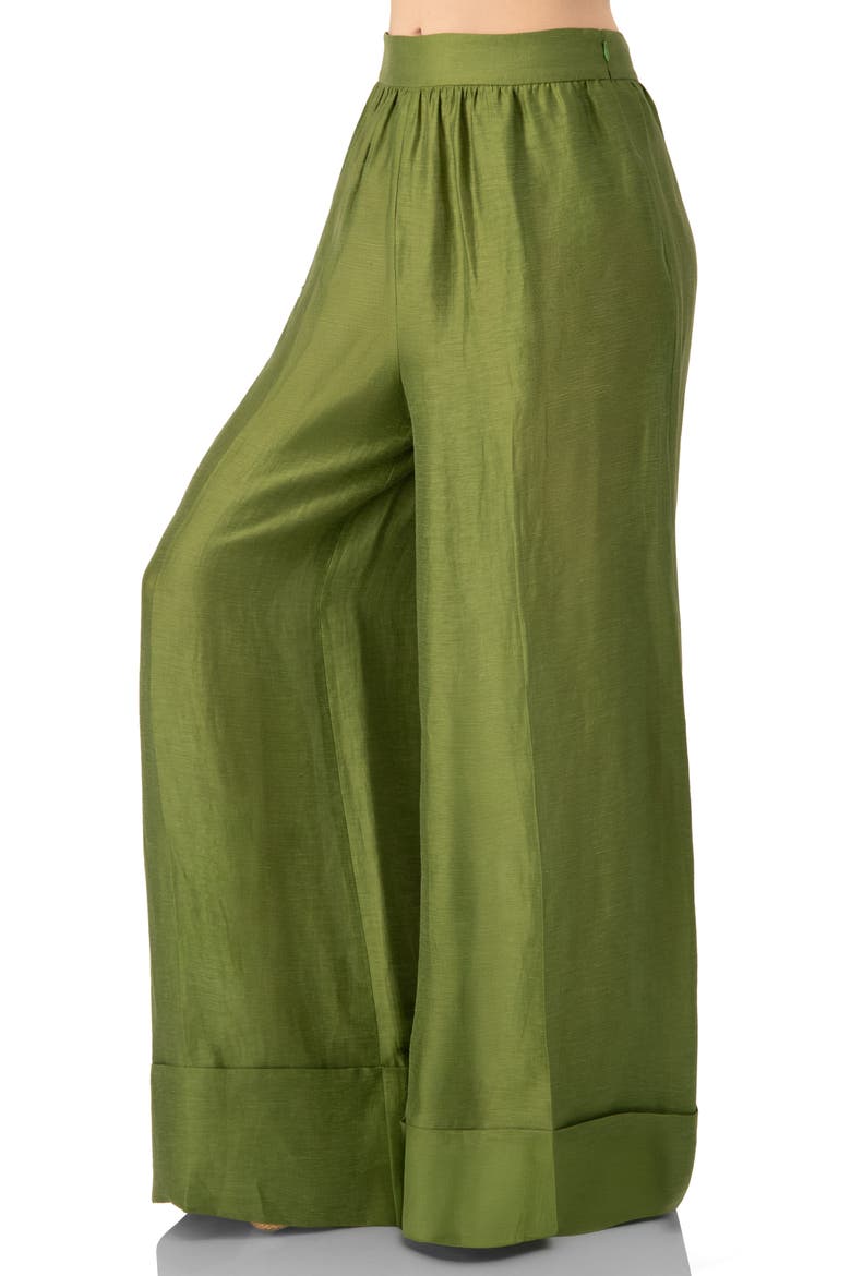 Linen Maxi Wide-Leg Pants, Alternate, color, Green