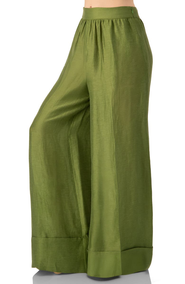 IVONNE Linen Maxi Wide-Leg Pants, Alternate, color, Green