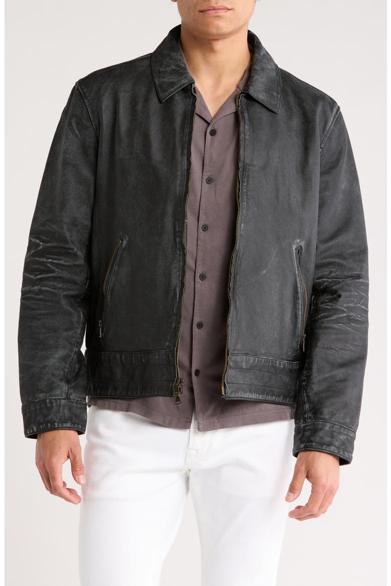 Asher Heritage Leather Jacket, Main, color, BLACK