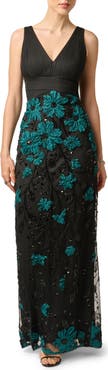 Aidan Mattox Floral Embroidered Sleeveless Gown