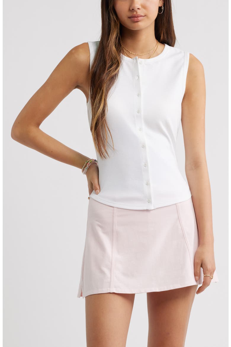 Cotton Blend Button-Up Tank, Main, color, WHITE